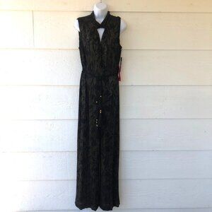 NWT! Tahari Size 10 Beautiful Sleeveless Black/ Gold Jumpsuit